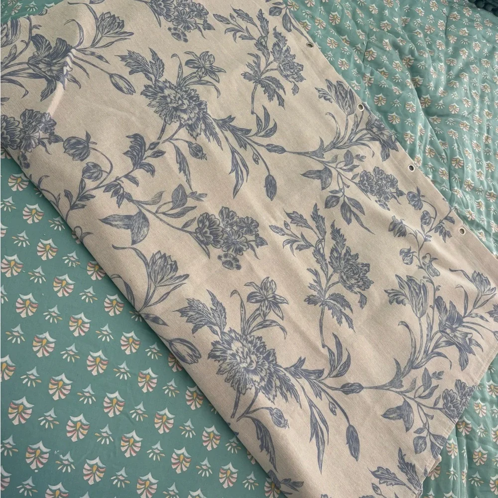Floral Patterned fabric shower curtain